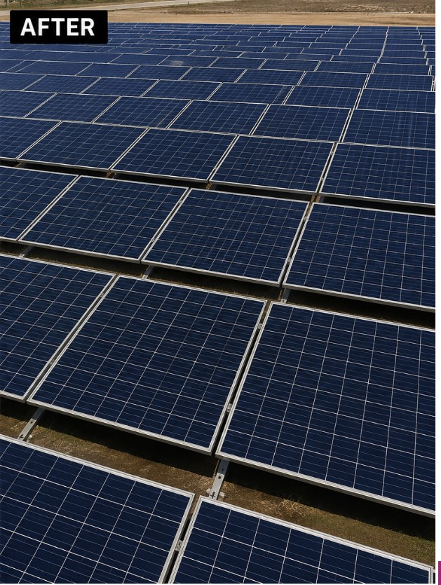 After — Rooftop solar panel array cleaning