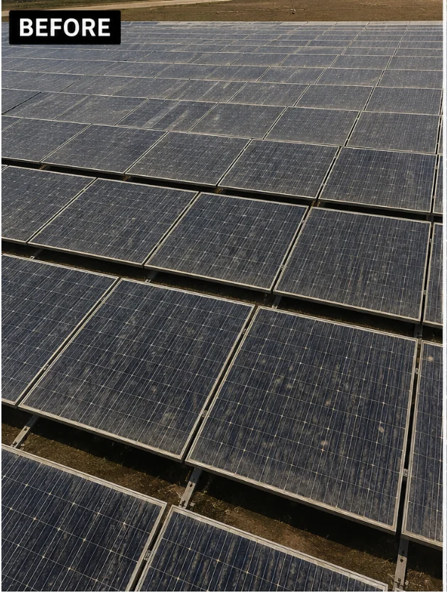 Before — commercial solar panel cleaning in South Florida