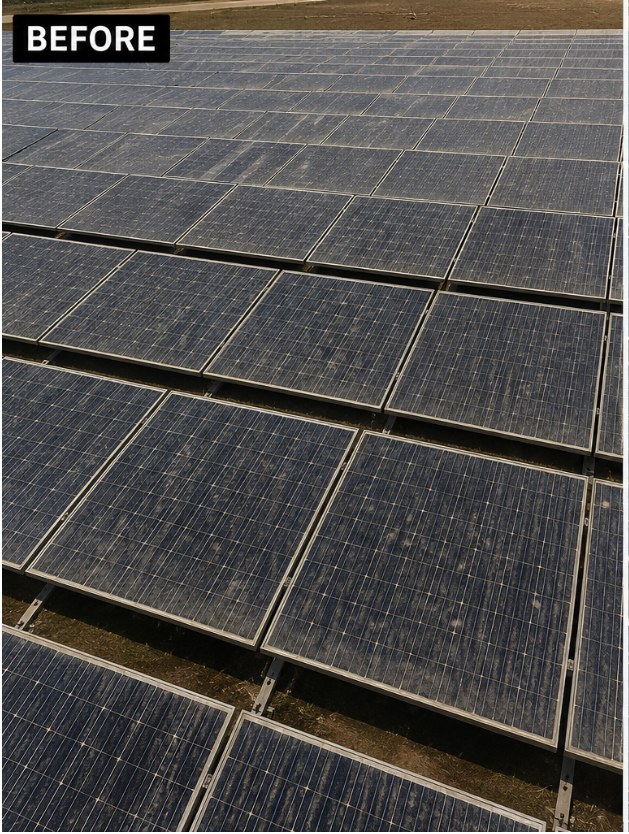 Before — Rooftop solar panel array cleaning