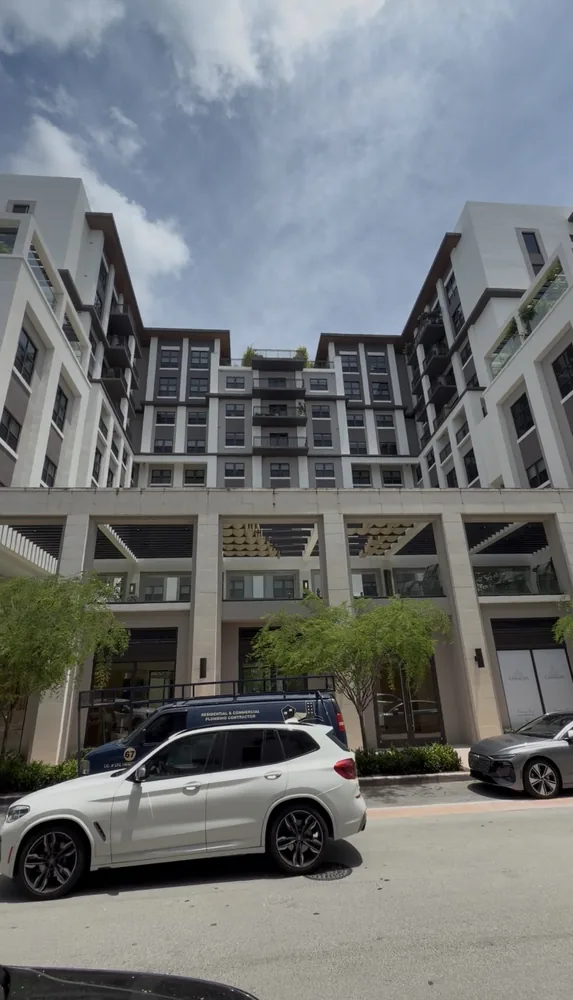 Exterior of a luxury assisted living facility in Coral Gables before drone soft washing