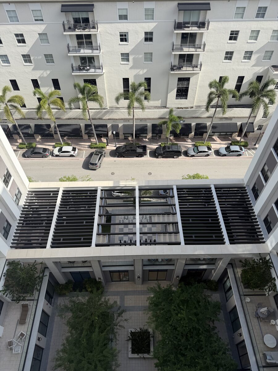 Aerial view of the cleaned roof deck and louver structure at the Coral Gables high-rise