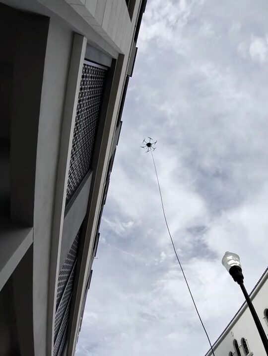 Close-up: the drone in flight
