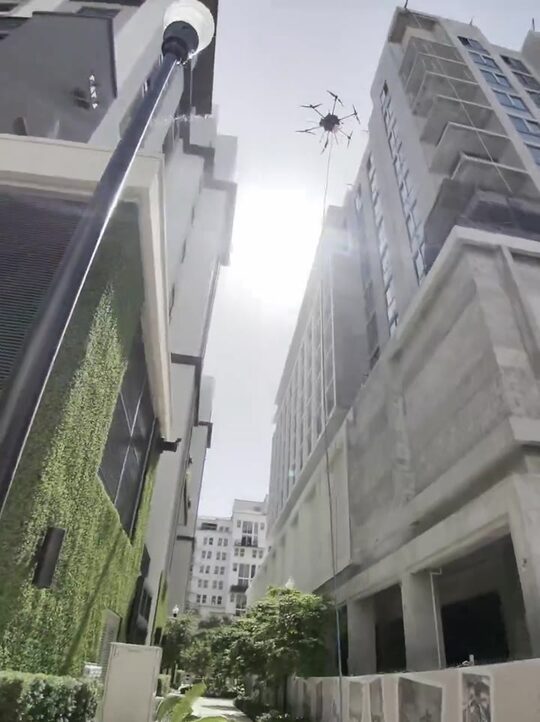 Cleaning the living green-wall facade