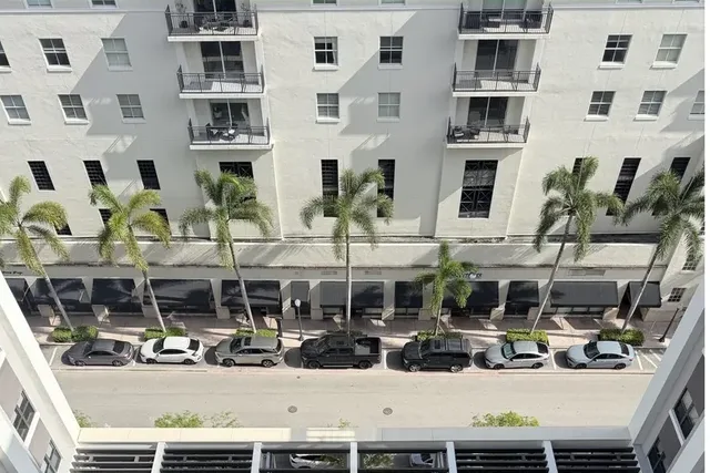 After, roof-level pergola, parapet and decks at Belmont Village, Coral Gables, drone soft wash